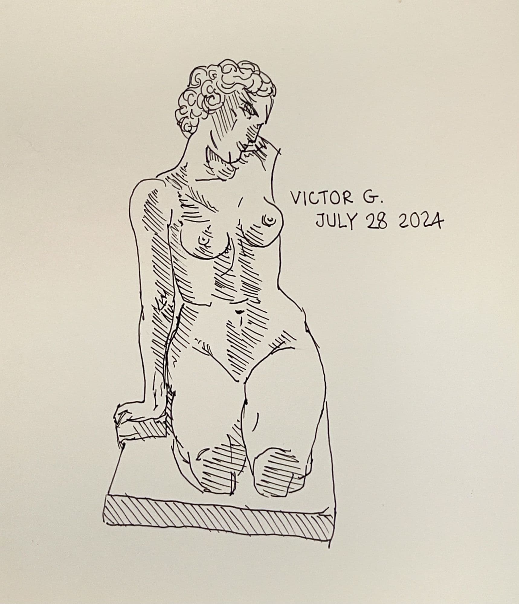 Marble Figure with Pen